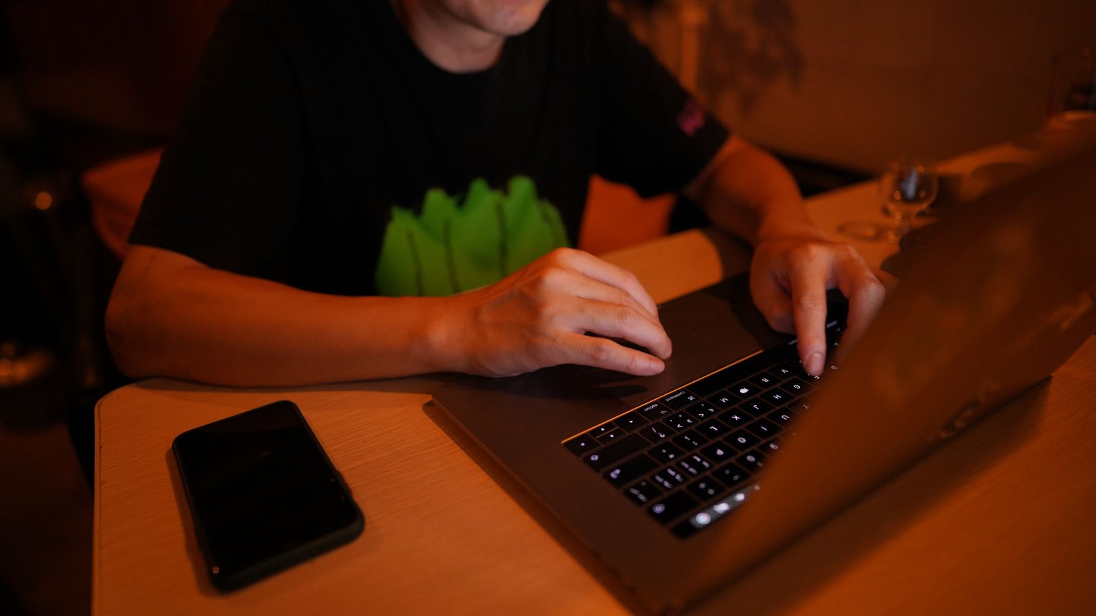 Working on a laptop